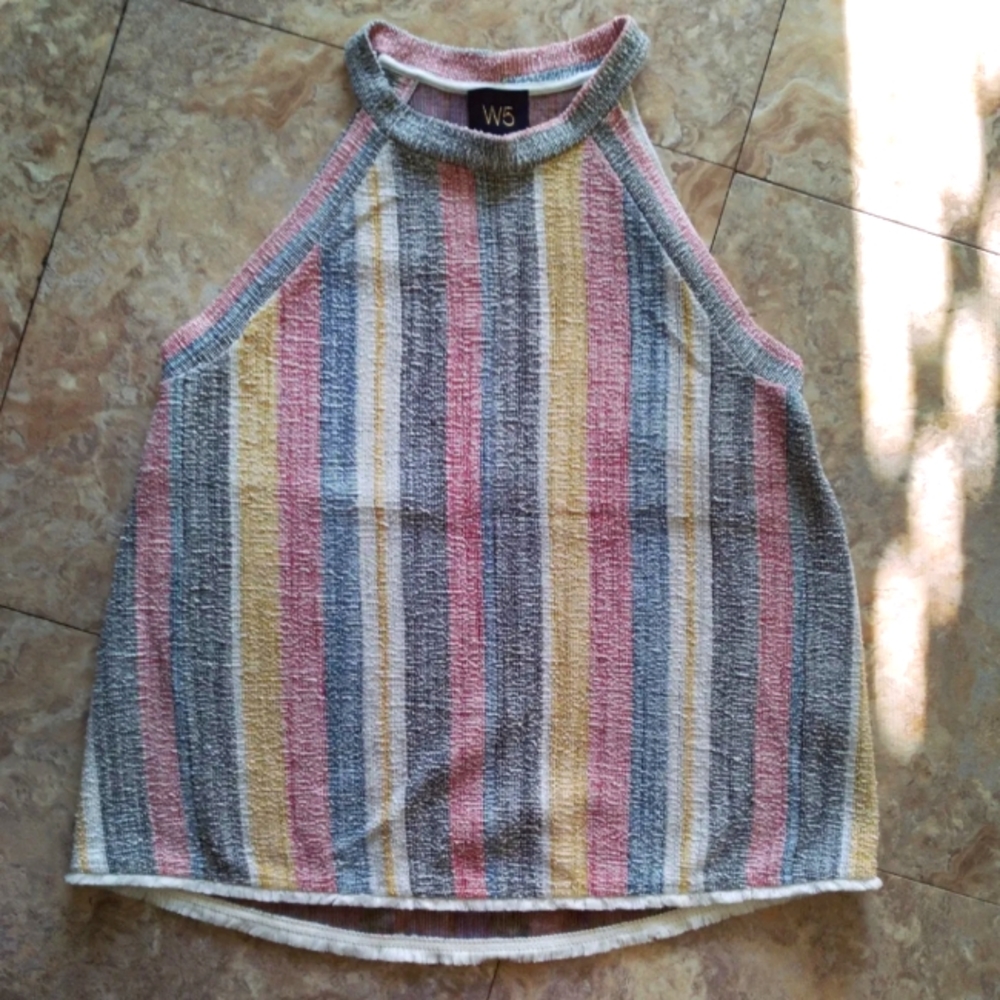W5 Multicolor Striped High Neckline top, size M
